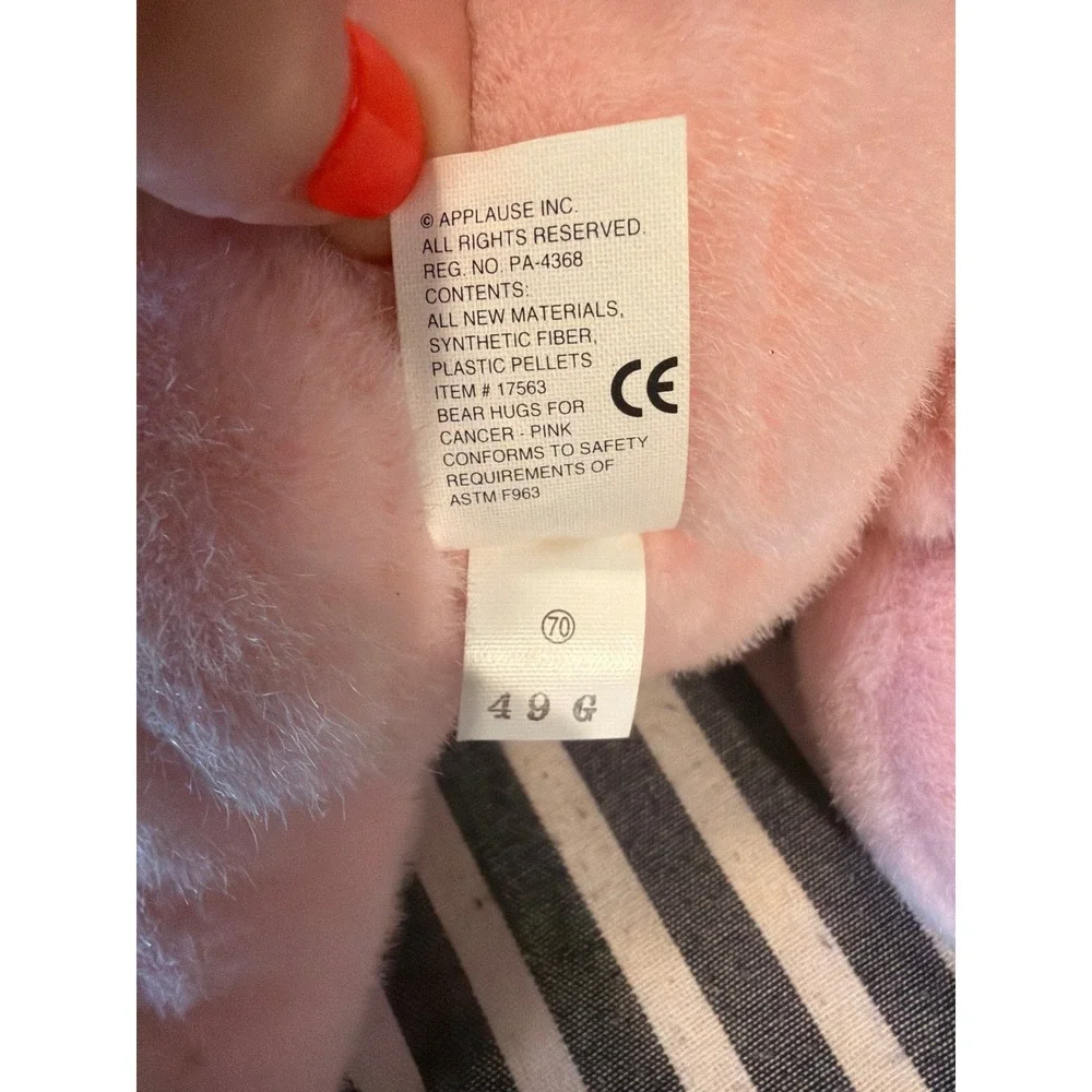 Dakin Baby Bear Hugs for Cancer Pink Teddy Bear Plush Heart Collar 17563 12